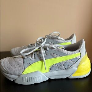 Puma Woman’s Gray Sneakers with Neon Yellow Accent